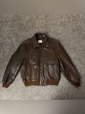 Adam Spencer Vintage Brown Leather Bomber Flight Jacket Size 46T